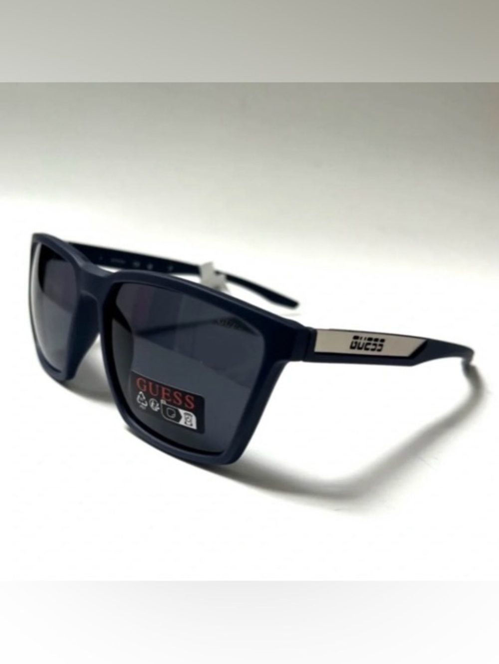 GUESS G000115 05N Matte Black Acetate Square Sunglasses silver logo 59-15-140